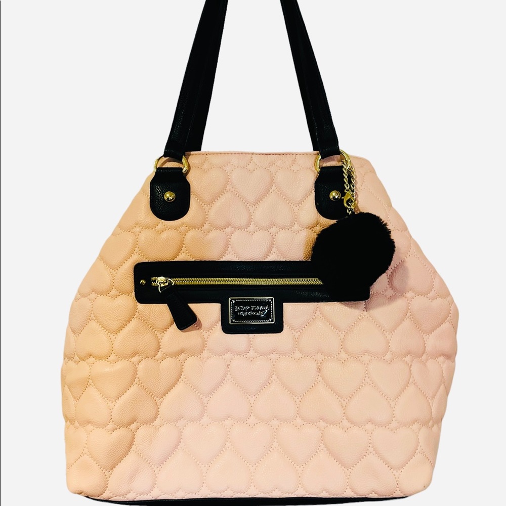 Betsey Johnson Pink Quilted Hearts Tote